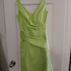 Light green knee length bridesmaid dress